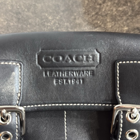 Vintage Coach Y2K Bleecker Double Buckle Black Leather Crossbody Saddle‎ Bag - Picture 7 of 11
